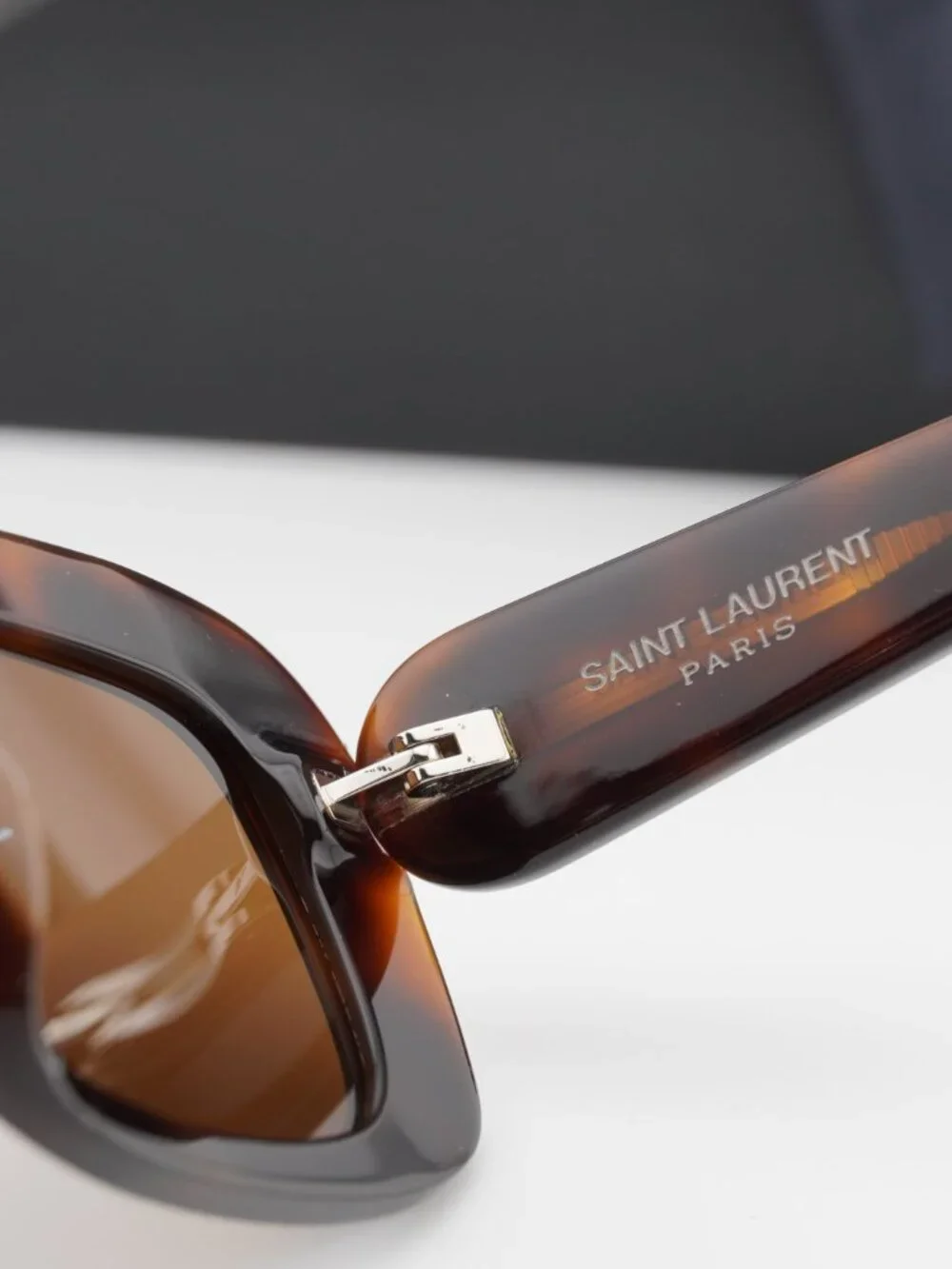 Saint Laurent SLM130/F 004 Rectangle Sunglasses - Havana/Brown - Picture 8 of 11